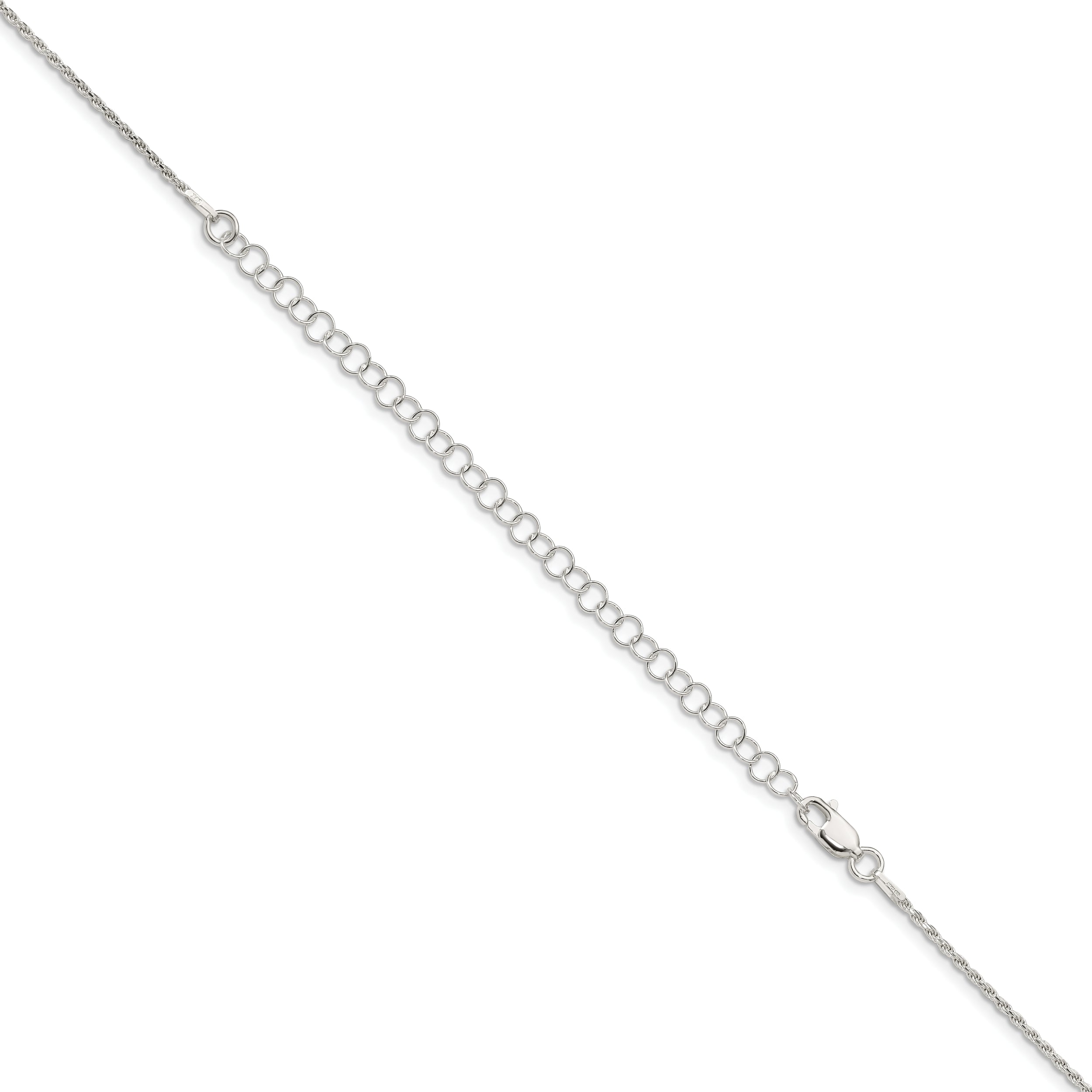 22 Inch Sterling Silver 1.5mm Diamond-Cut Rope Chain W/4In Ext.