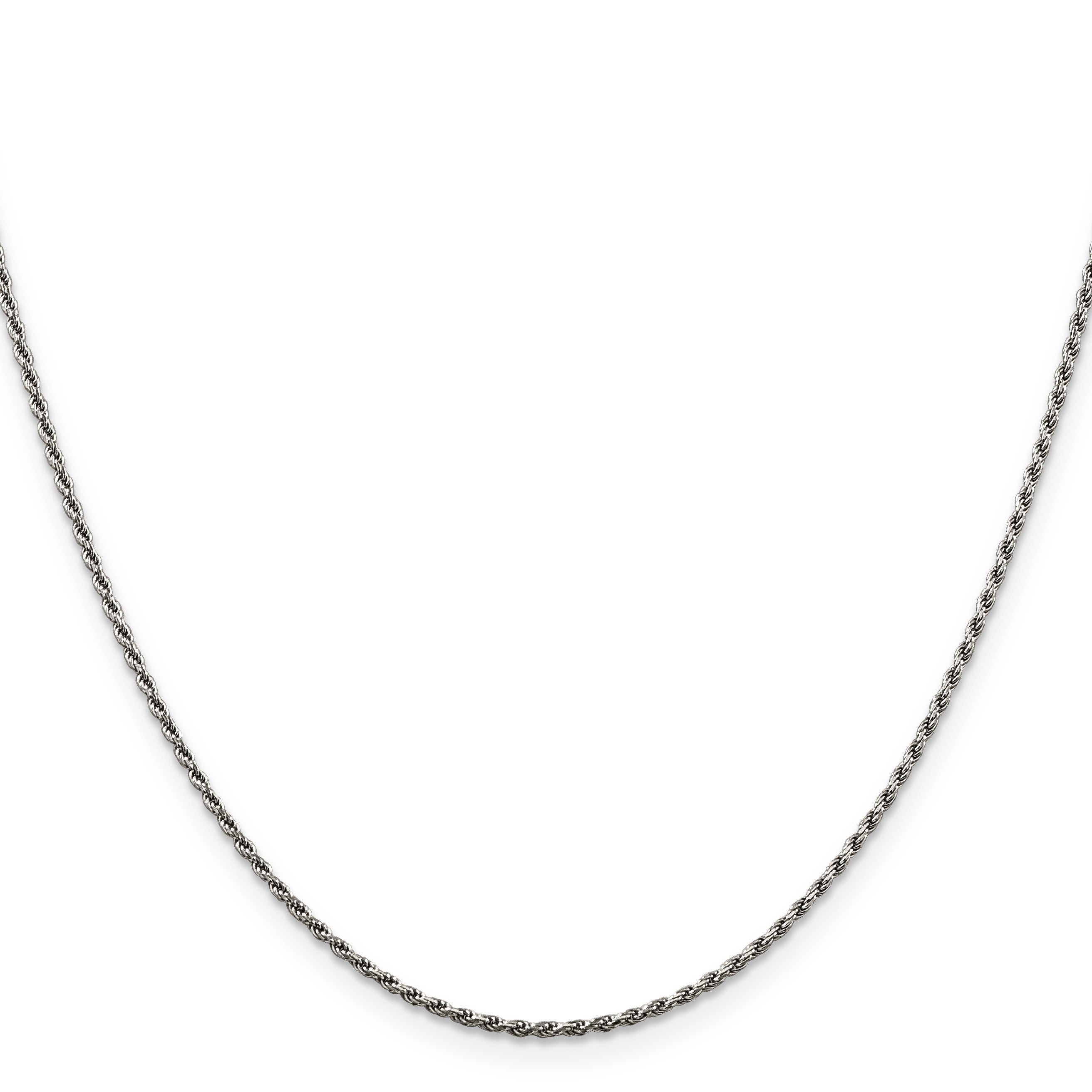 14 Inch Sterling Silver Rhodium-Plated 1.5mm Diamond-Cut Rope Chain Necklace