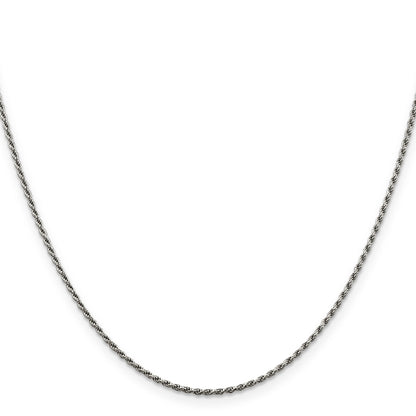22 Inch Sterling Silver Rhodium-Plated 1.5mm Diamond-Cut Rope Chain Necklace