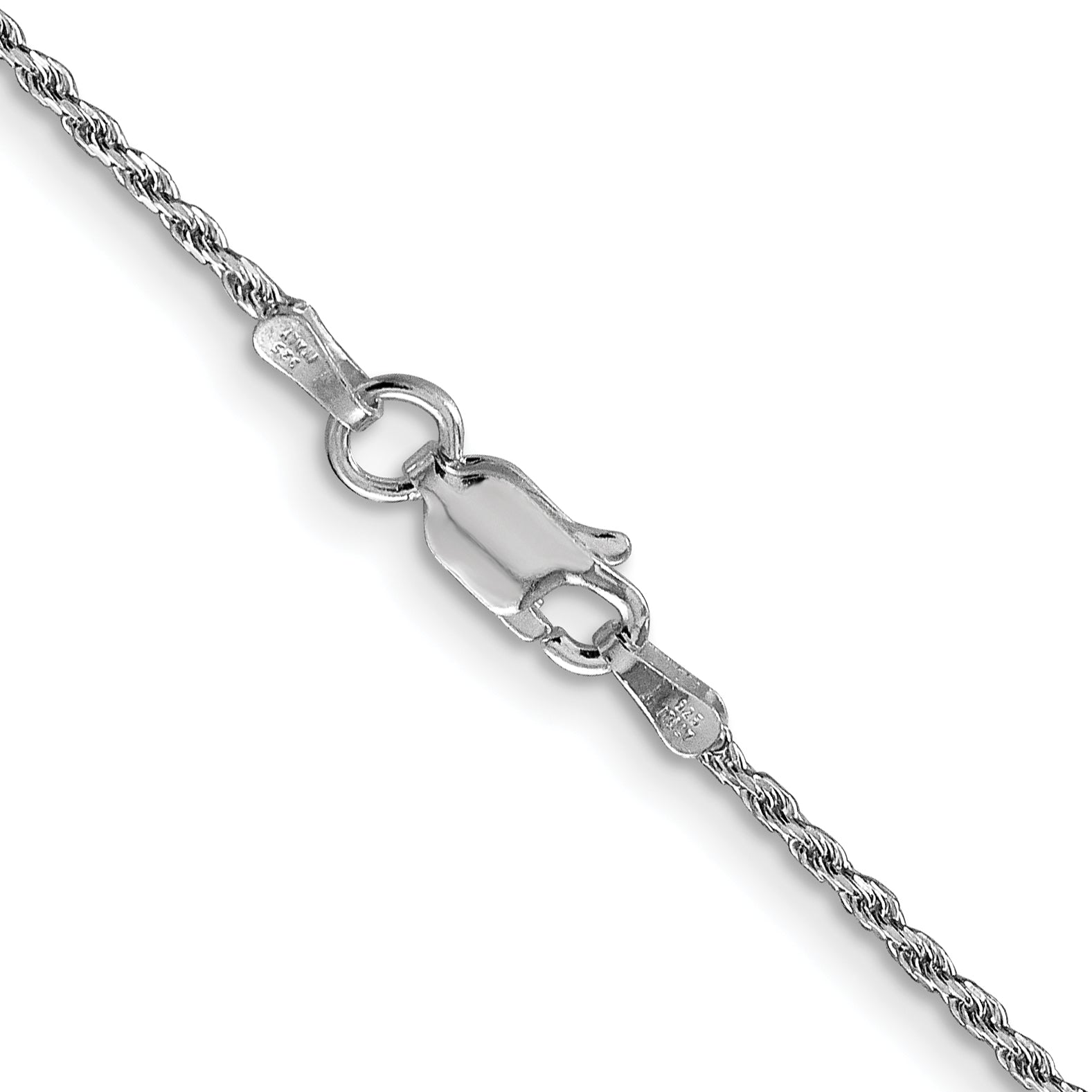 18 Inch Sterling Silver Rhodium-Plated 1.5mm Diamond-Cut Rope Chain Necklace