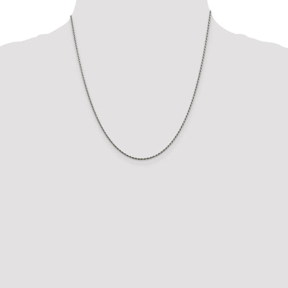 20 Inch Sterling Silver Rhodium-Plated 1.5mm Diamond-Cut Rope Chain Necklace
