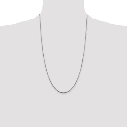 26 Inch Sterling Silver Rhodium-Plated 1.5mm Diamond-Cut Rope Chain Necklace