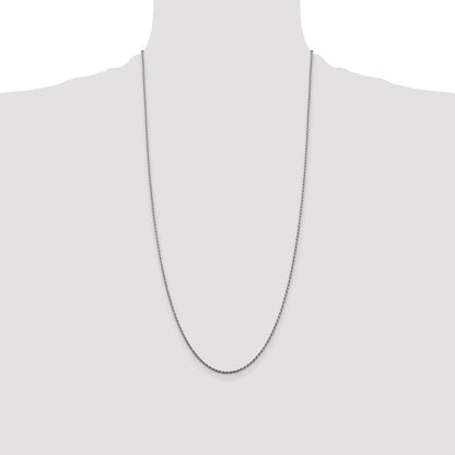 28 Inch Sterling Silver Rhodium-Plated 1.5mm Diamond-Cut Rope Chain Necklace
