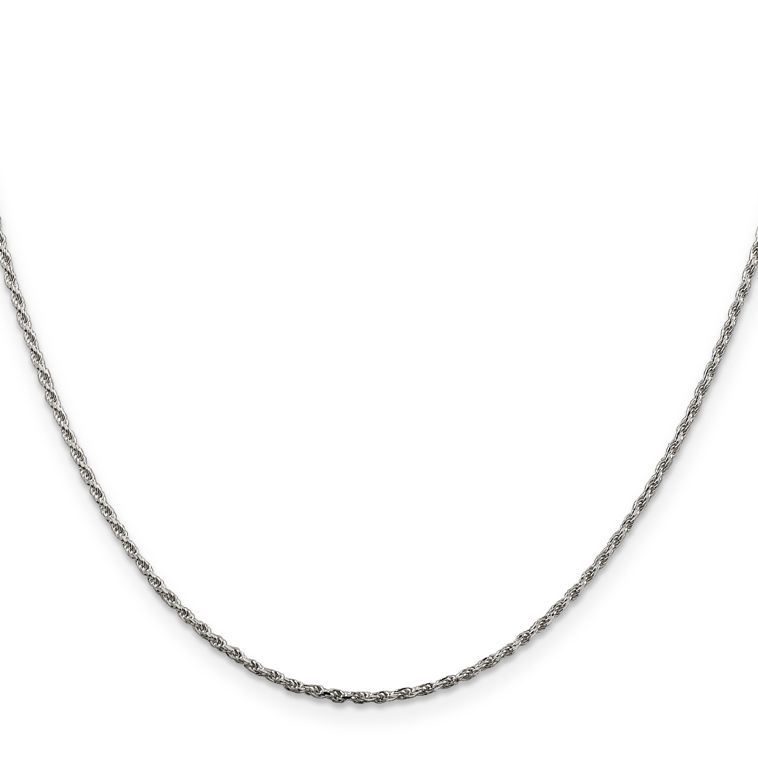 18 Inch Sterling Silver Rhodium-Plated 1.5mm Diamond-Cut Rope Chain W/2In Ext.