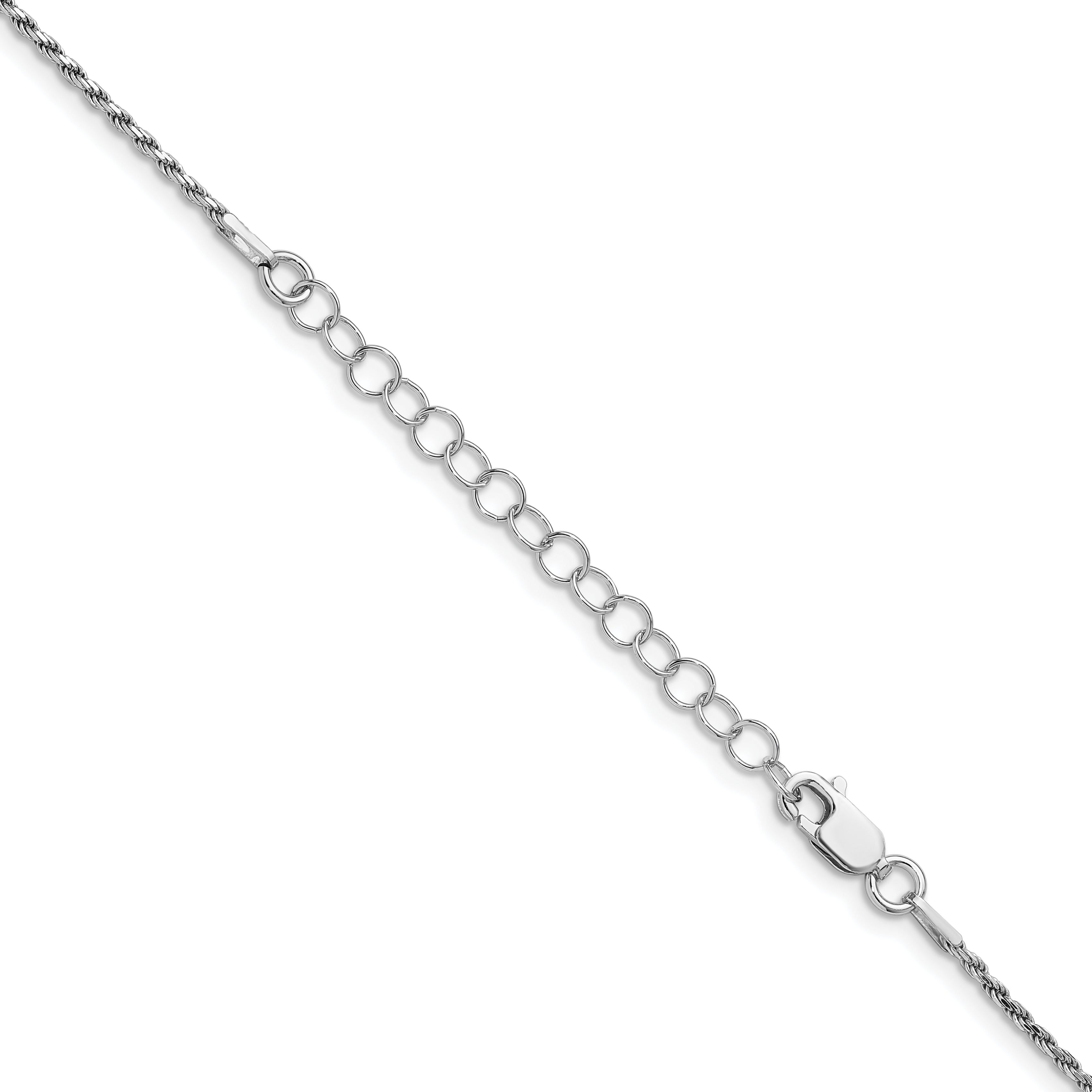18 Inch Sterling Silver Rhodium-Plated 1.5mm Diamond-Cut Rope Chain W/2In Ext.