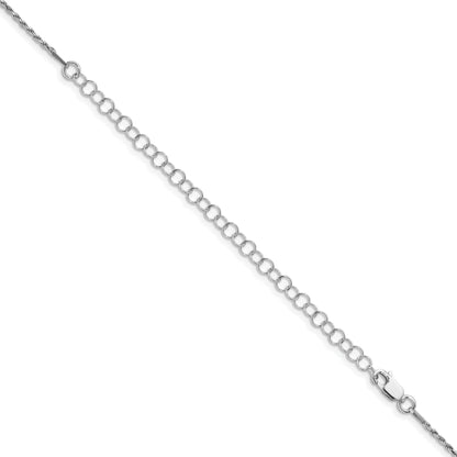 22 Inch Sterling Silver Rhodium-Plated 1.5mm Diamond-Cut Rope Chain W/4In Ext.