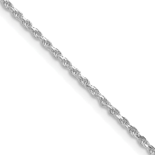 22 Inch Sterling Silver Rhodium-Plated 1.5mm Diamond-Cut Rope Chain W/4In Ext.