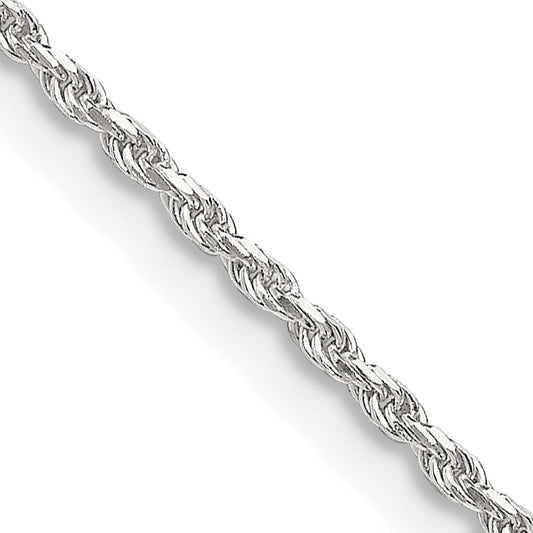 18 Inch Sterling Silver 1.5mm Diamond-Cut Rope Chain Necklace