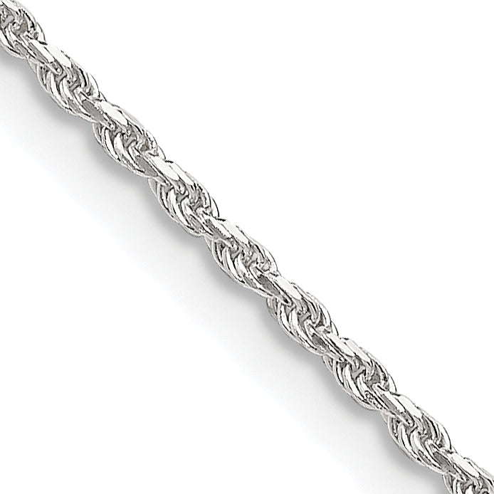 22 Inch Sterling Silver 1.5mm Diamond-Cut Rope Chain W/4In Ext.