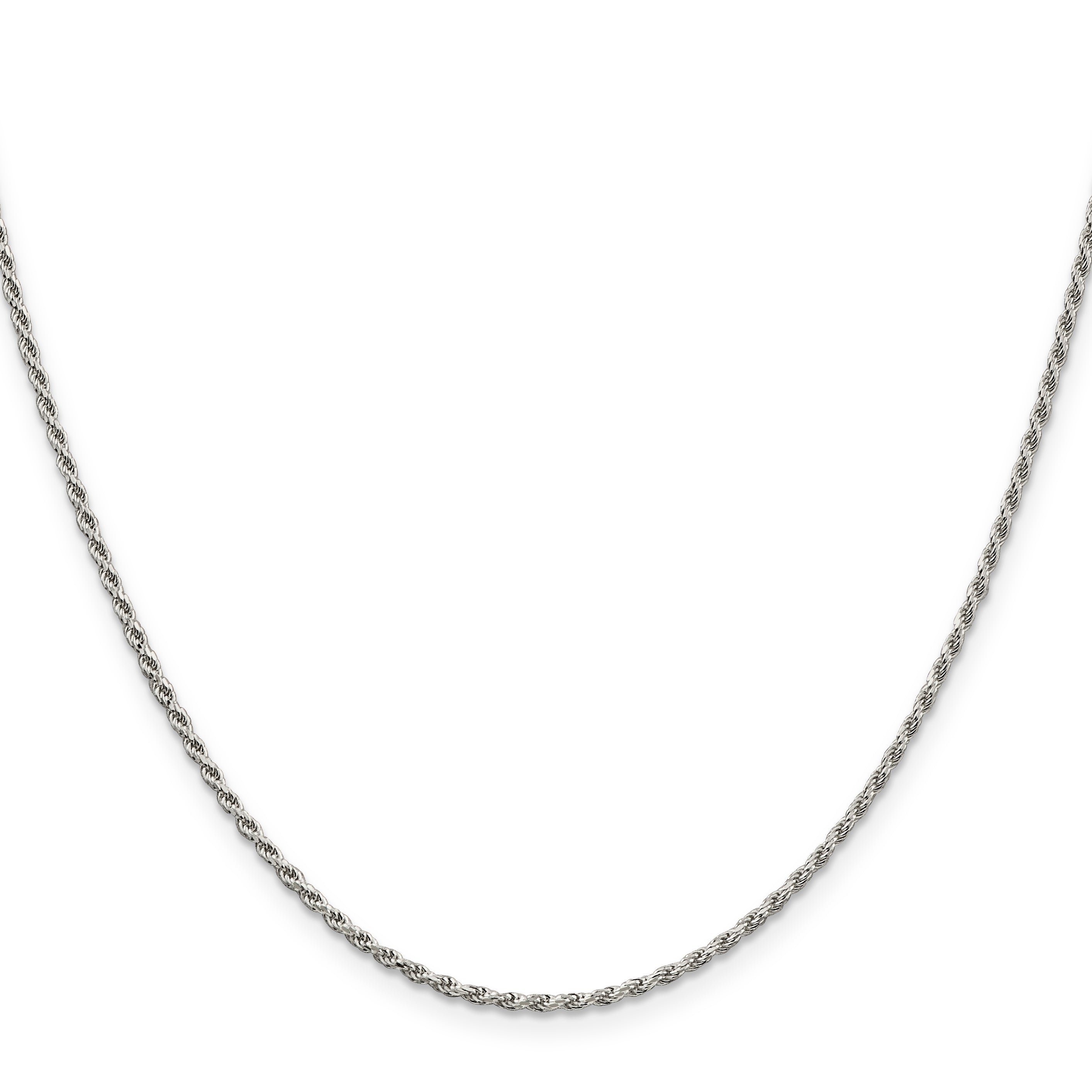 36 Inch Sterling Silver 1.7mm Diamond-Cut Rope Chain Necklace