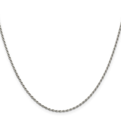 16 Inch Sterling Silver 1.7mm Diamond-Cut Rope Chain Necklace