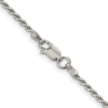 16 Inch Sterling Silver 1.7mm Diamond-Cut Rope Chain Necklace