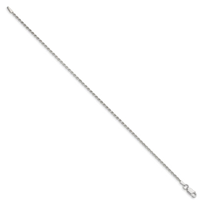 7 Inch Sterling Silver 1.7mm Diamond-cut Rope Chain Bracelet