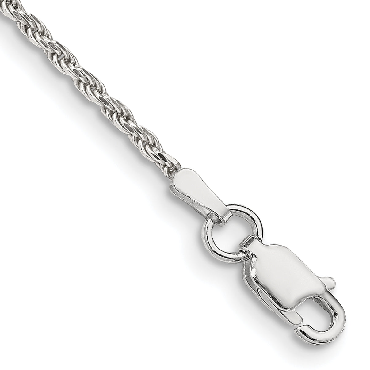 7 Inch Sterling Silver 1.7mm Diamond-cut Rope Chain Bracelet