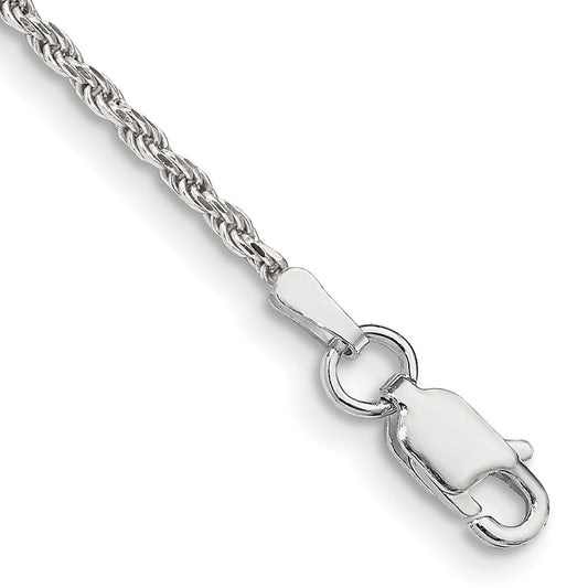 9 Inch Sterling Silver 1.7mm Diamond-Cut Rope Chain Anklet