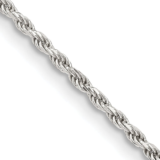 14 Inch Sterling Silver 1.7mm Diamond-Cut Rope Chain Necklace