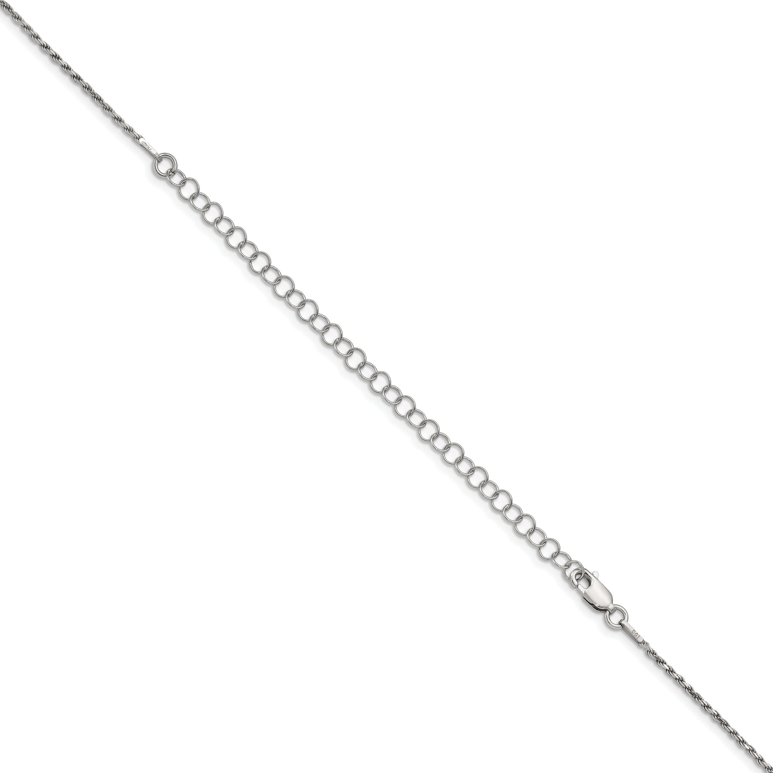 22 Inch Sterling Silver 1.7mm Diamond-Cut Rope Chain W/4In Ext.