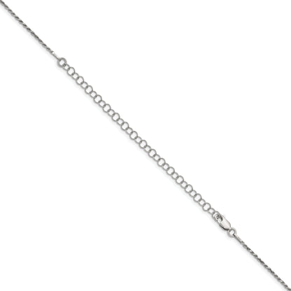 22 Inch Sterling Silver 1.7mm Diamond-Cut Rope Chain W/4In Ext.