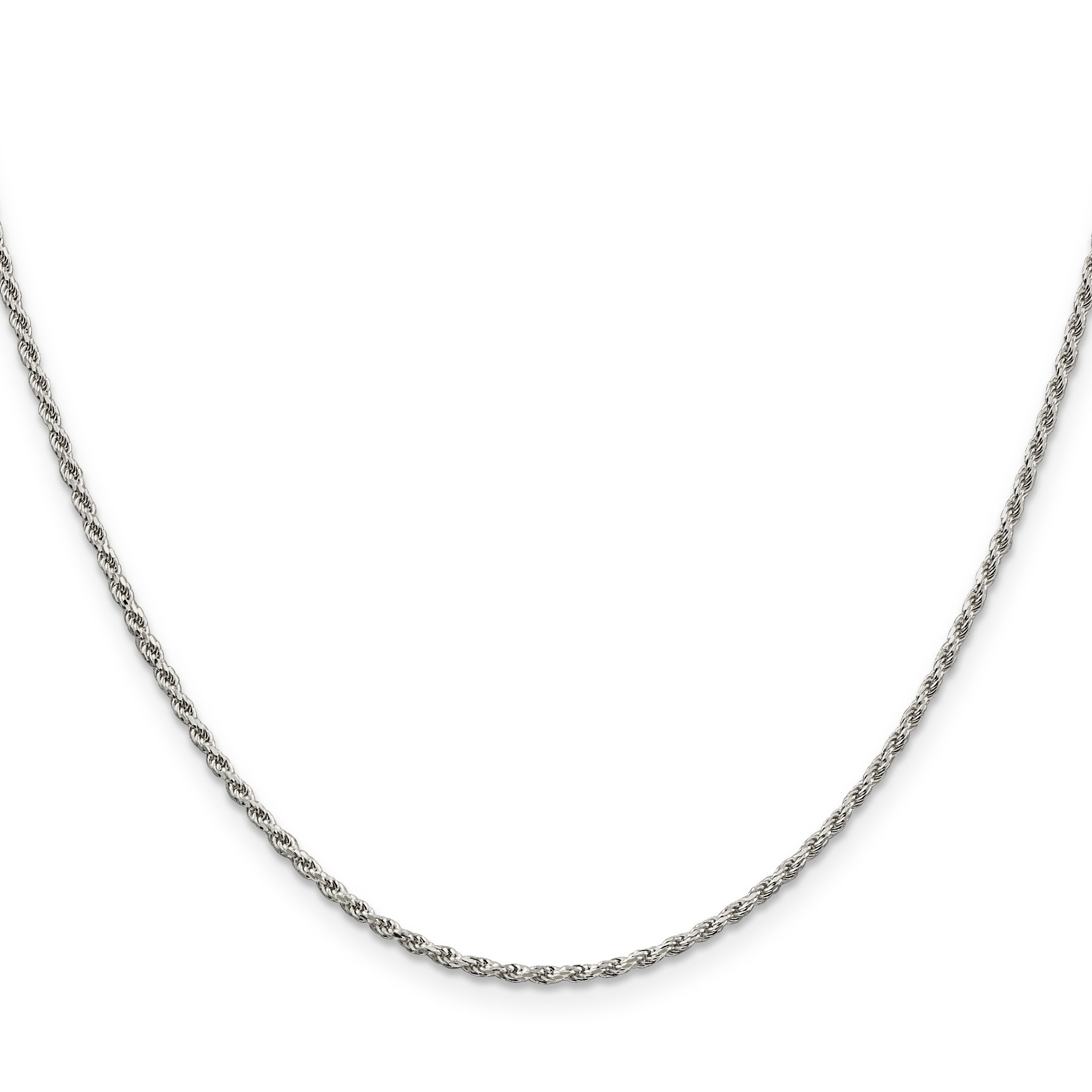 24 Inch Sterling Silver Rhodium-Plated 1.7mm Diamond-Cut Rope Chain Necklace