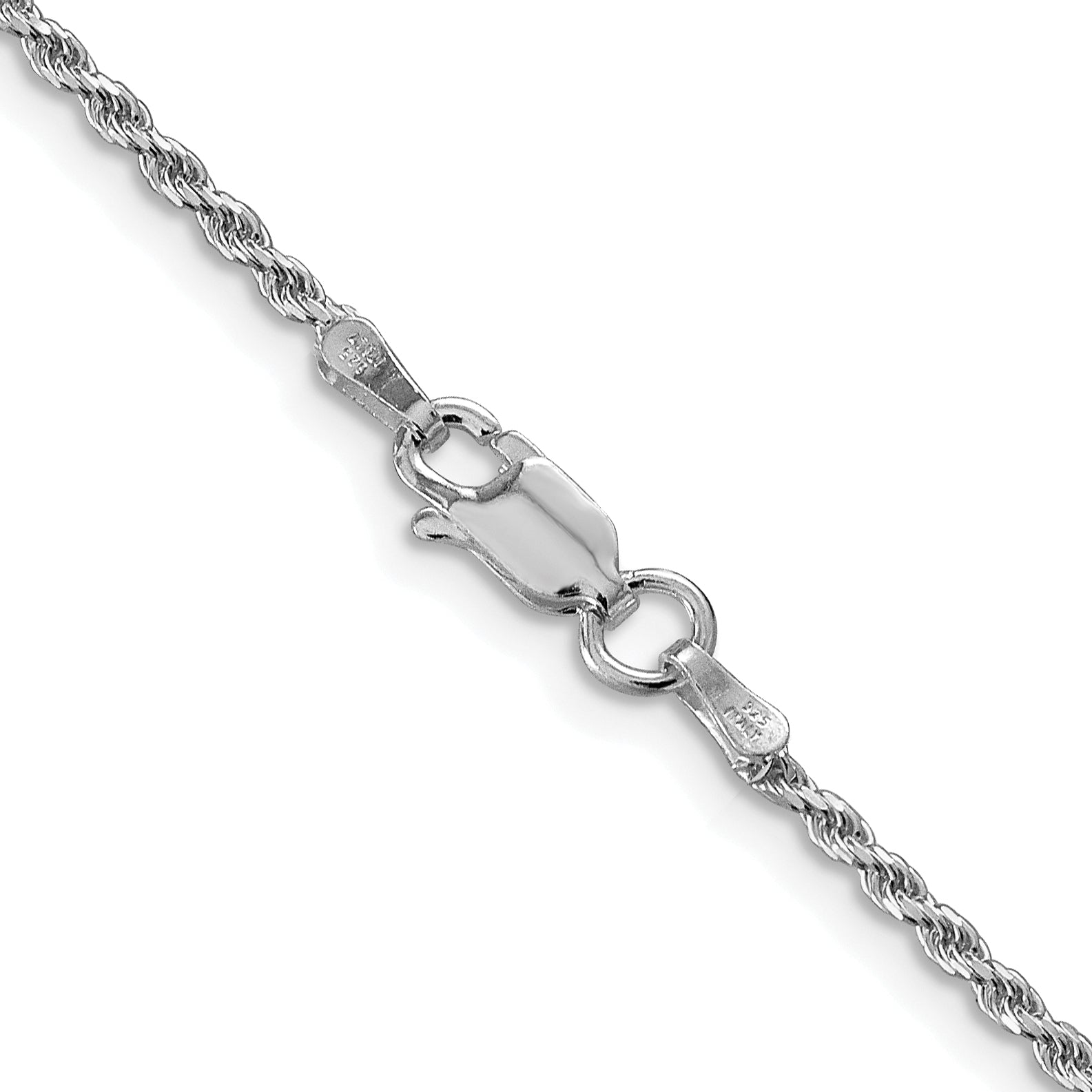 16 Inch Sterling Silver Rhodium-Plated 1.7mm Diamond-Cut Rope Chain Necklace