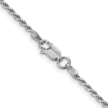 20 Inch Sterling Silver Rhodium-Plated 1.7mm Diamond-Cut Rope Chain Necklace