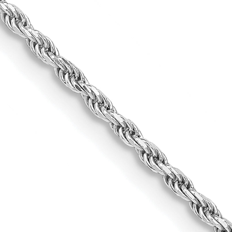 16 Inch Sterling Silver Rhodium-Plated 1.7mm Diamond-Cut Rope Chain Necklace