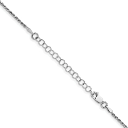18 Inch Sterling Silver Rhodium-Plated 1.7mm Diamond-Cut Rope Chain W/2In Ext.