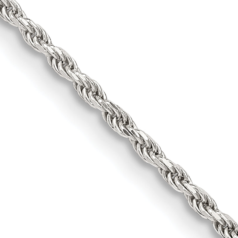 22 Inch Sterling Silver 1.7mm Diamond-Cut Rope Chain Necklace