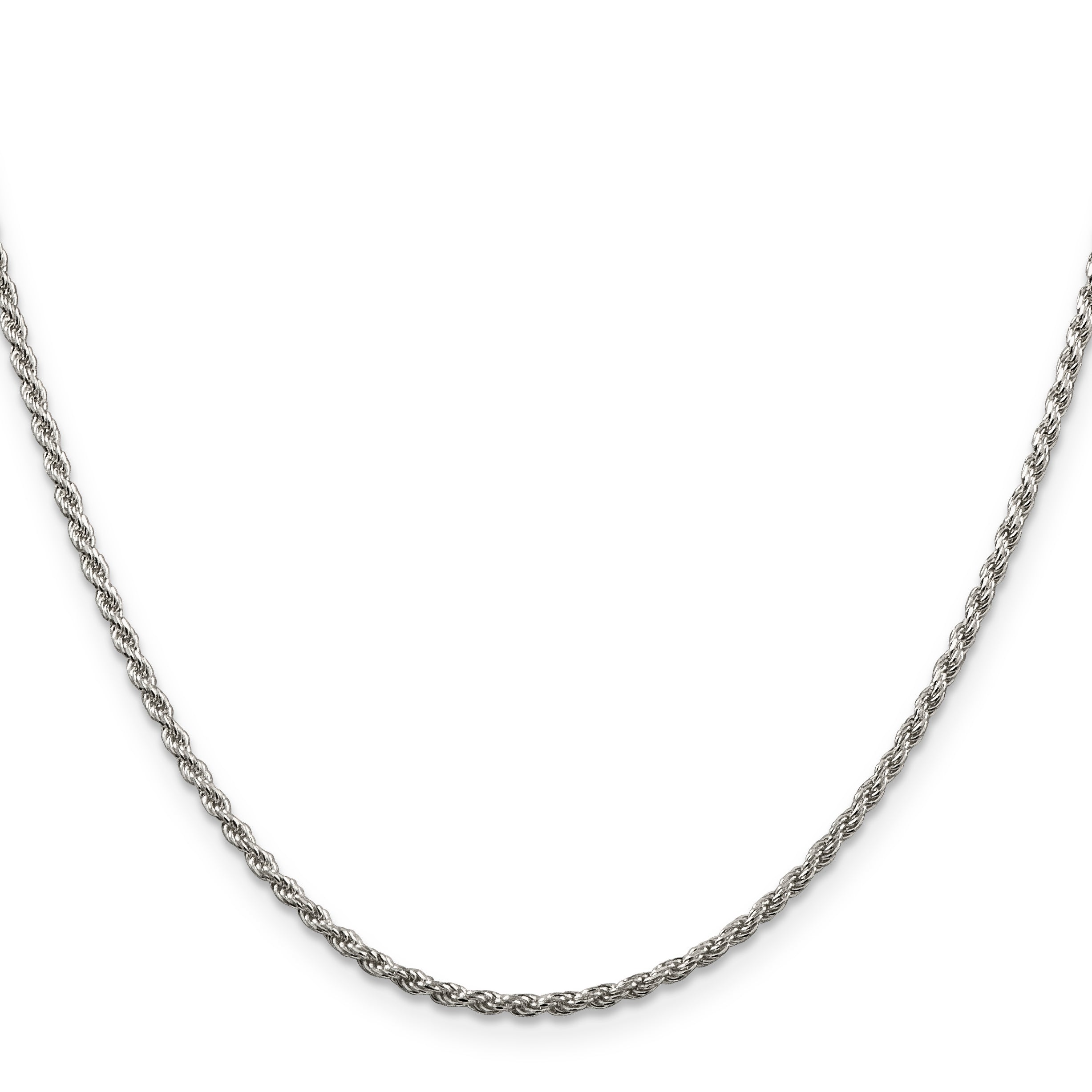 26 Inch Sterling Silver 1.85mm Diamond-Cut Rope Chain Necklace