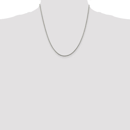 20 Inch Sterling Silver 1.85mm Diamond-Cut Rope Chain Necklace