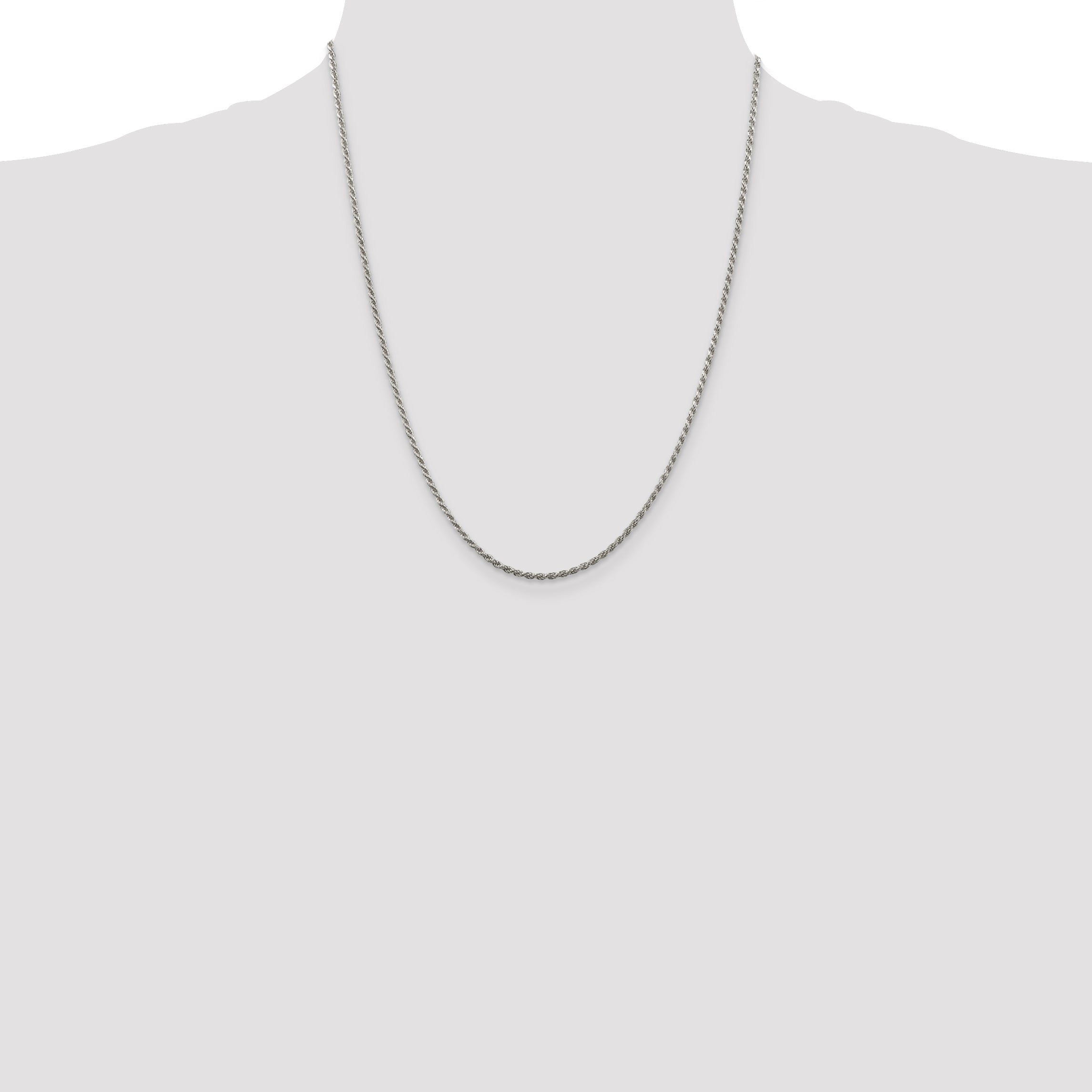 22 Inch Sterling Silver 1.85mm Diamond-Cut Rope Chain Necklace