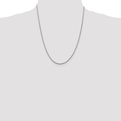 22 Inch Sterling Silver 1.85mm Diamond-Cut Rope Chain Necklace