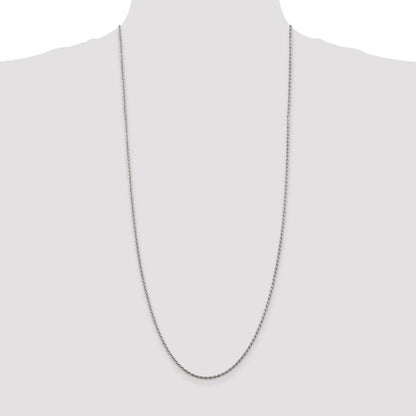 30 Inch Sterling Silver 1.85mm Diamond-Cut Rope Chain Necklace