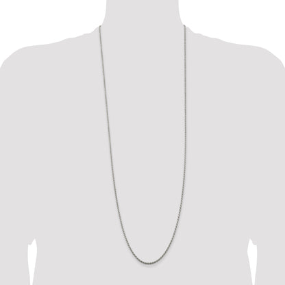 36 Inch Sterling Silver 1.85mm Diamond-Cut Rope Chain Necklace
