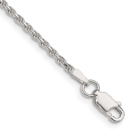 7 Inch Sterling Silver 1.85mm Diamond-cut Rope Chain Bracelet