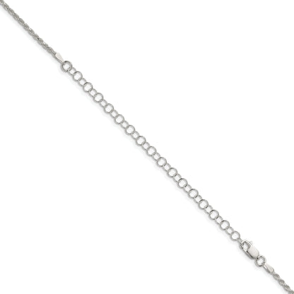22 Inch Sterling Silver 1.85mm Diamond-Cut Rope Chain W/4In Ext.