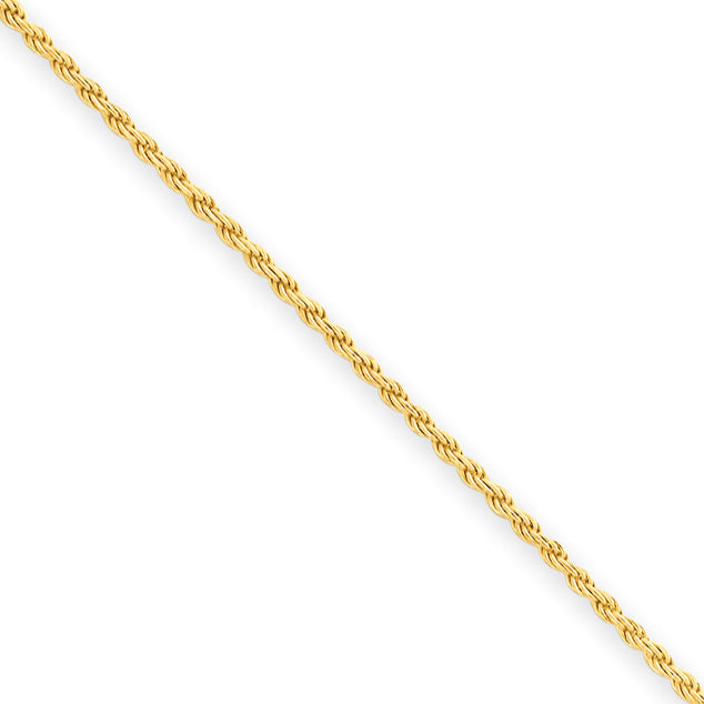 18.00 Inch Flash Gold-Plated Sterling Silver 1.85mm Diamond-Cut Rope Chain Necklace