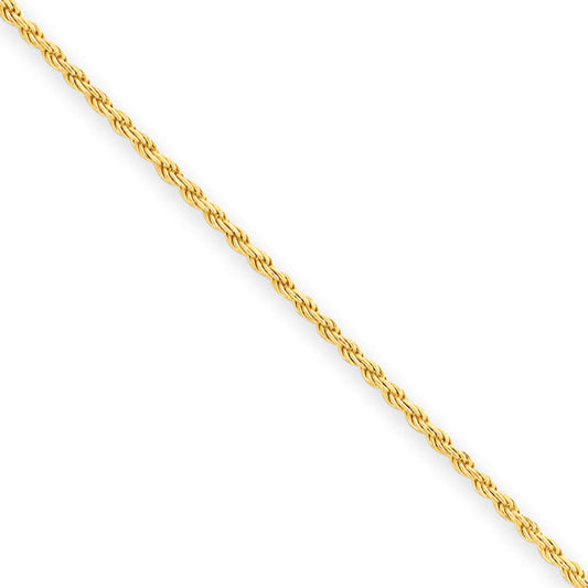 20.00 Inch Flash Gold-Plated Sterling Silver 1.85mm Diamond-Cut Rope Chain Necklace