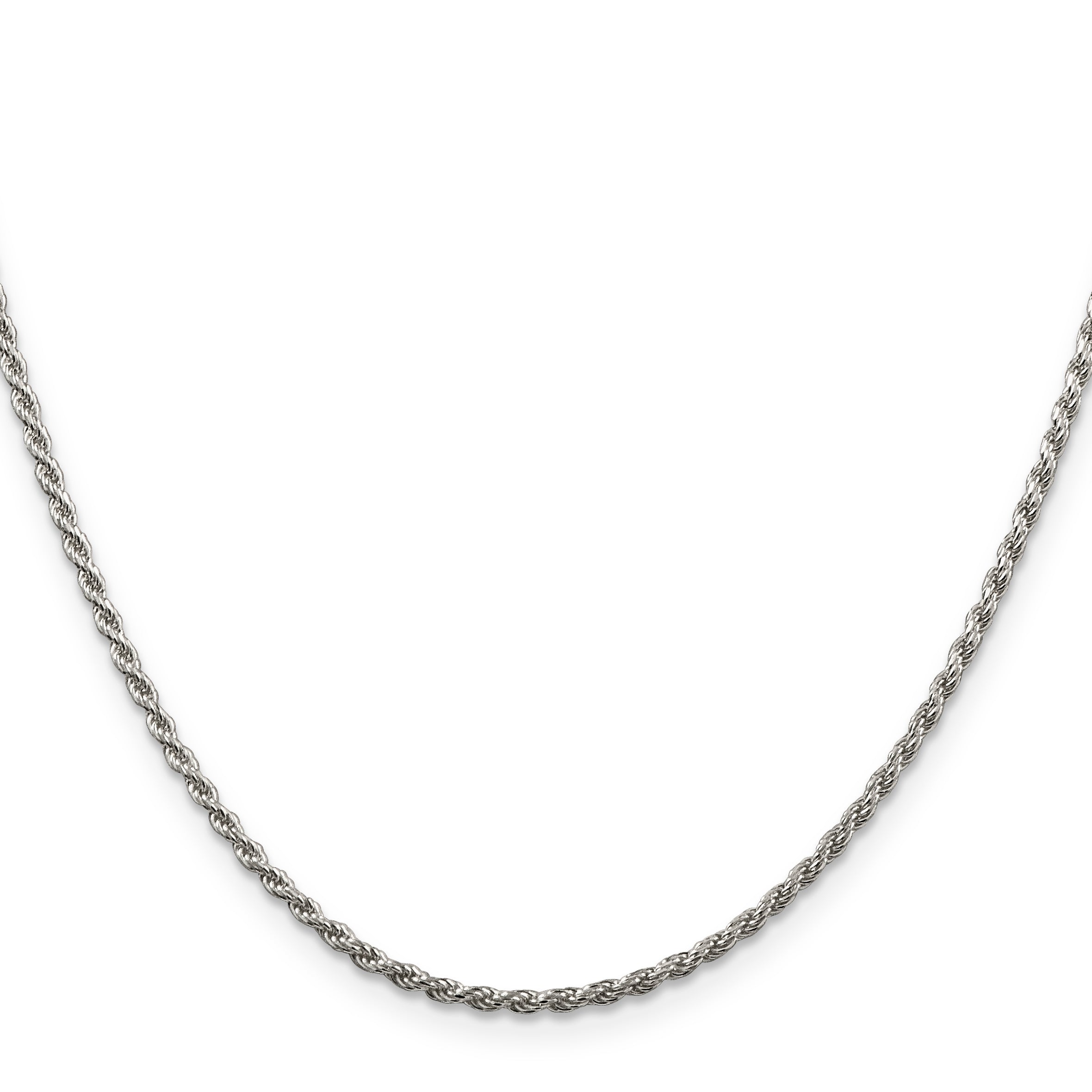 24 Inch Sterling Silver Rhodium-Plated 1.85mm Diamond-Cut Rope Chain Necklace