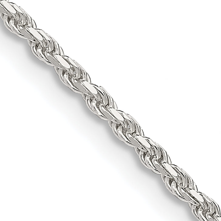 24 Inch Sterling Silver 1.85mm Diamond-Cut Rope Chain Necklace