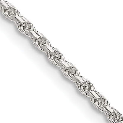 26 Inch Sterling Silver 1.85mm Diamond-Cut Rope Chain Necklace