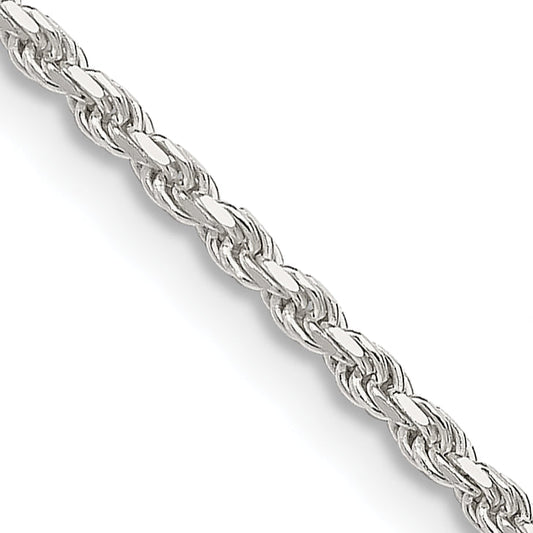 26 Inch Sterling Silver 1.85mm Diamond-Cut Rope Chain Necklace