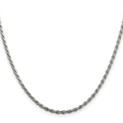 30 Inch Sterling Silver 2.25mm Diamond-Cut Rope Chain Necklace