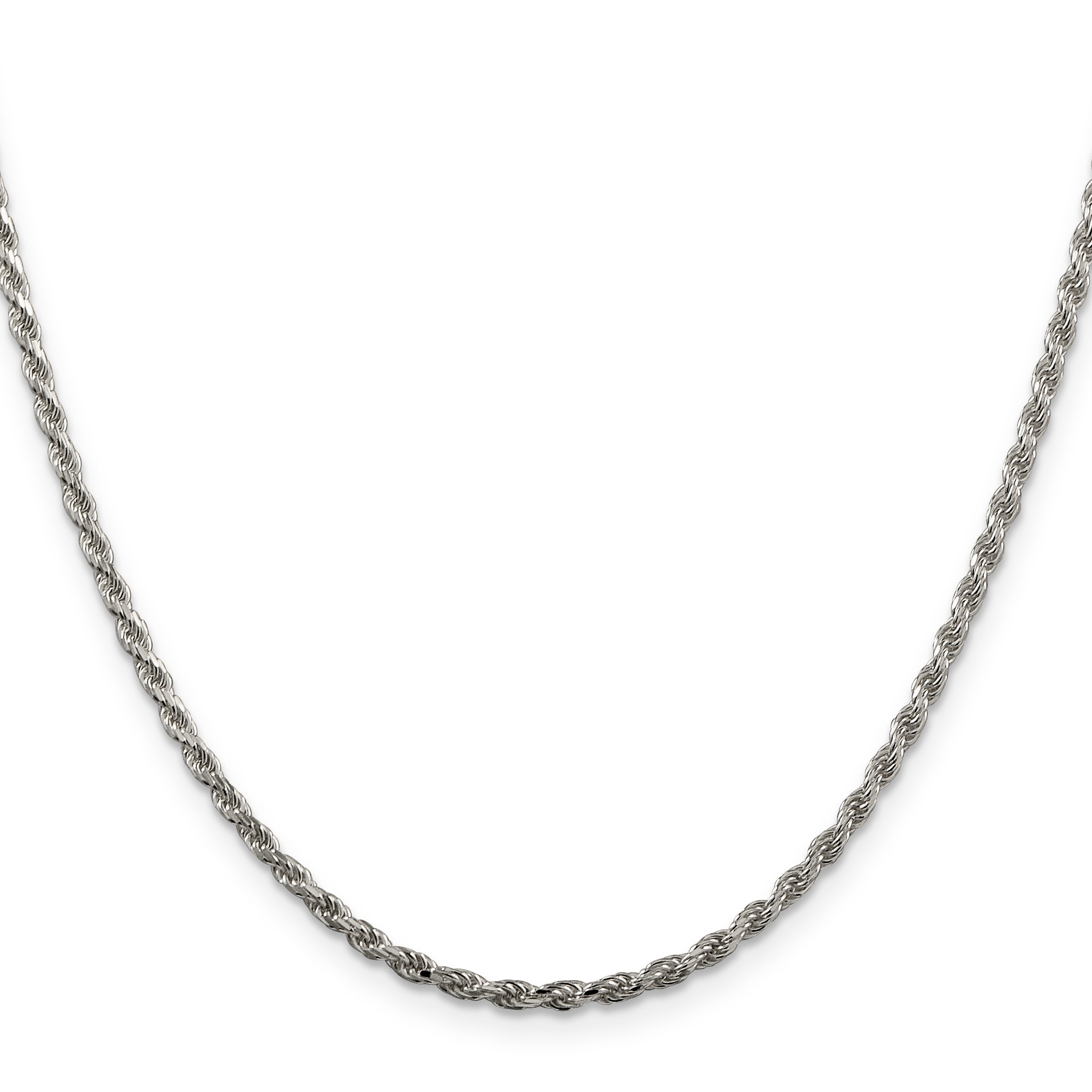 42 Inch Sterling Silver 2.25mm Diamond-Cut Rope Chain Necklace
