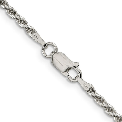 28 Inch Sterling Silver 2.25mm Diamond-Cut Rope Chain Necklace