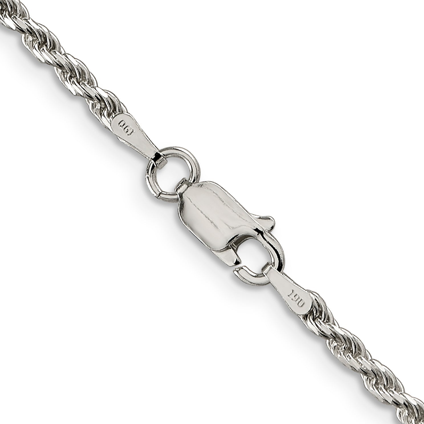 24 Inch Sterling Silver 2.25mm Diamond-Cut Rope Chain Necklace