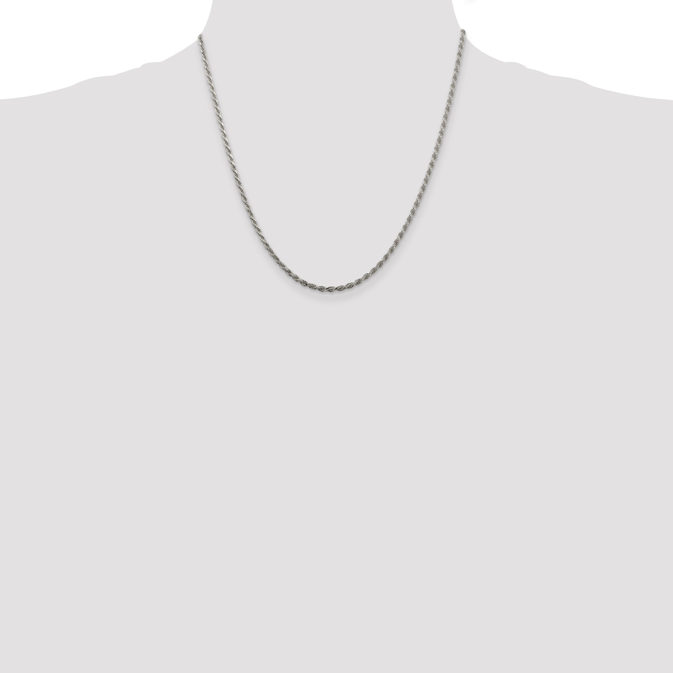 20 Inch Sterling Silver 2.25mm Diamond-Cut Rope Chain Necklace