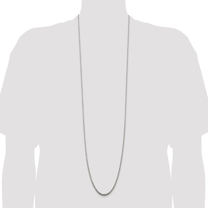 42 Inch Sterling Silver 2.25mm Diamond-Cut Rope Chain Necklace