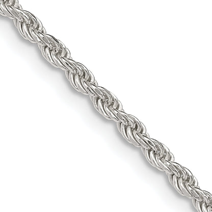 16 Inch Sterling Silver 2.25mm Diamond-Cut Rope Chain Necklace