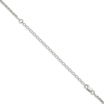 22 Inch Sterling Silver 2.25mm Diamond-Cut Rope Chain W/4In Ext.